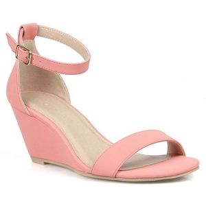 Single Band  Coral Low Heel Wedges